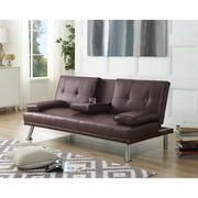 Futon Sofa with Armrest and Cupholders by Naomi Home-Color:Espresso